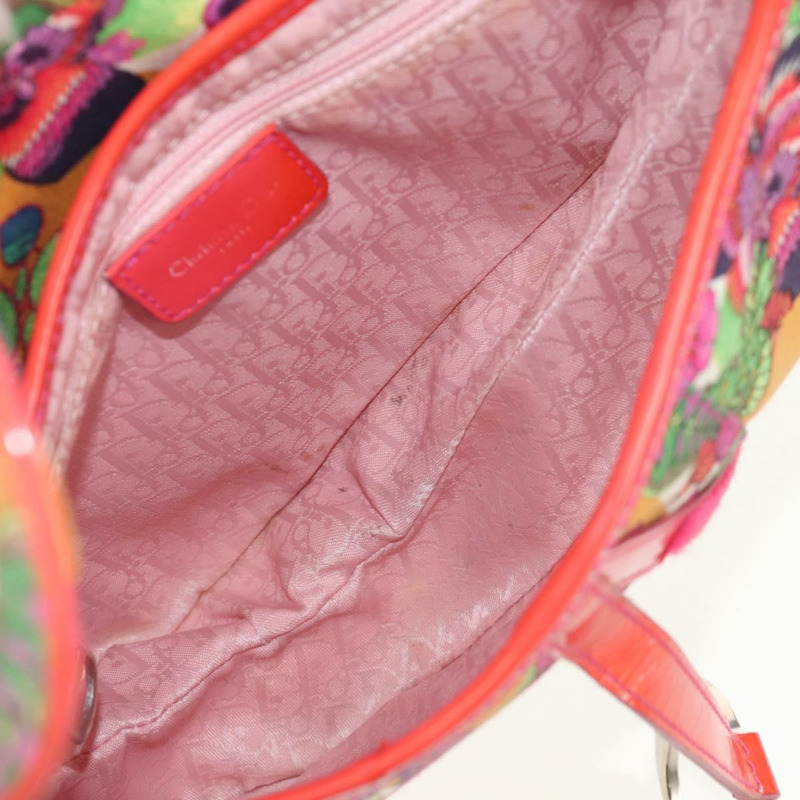 【日本直送】Christian Dior 馬鞍形肩背包 帆布 粉紅色 銀色 正品 153630SAV-24