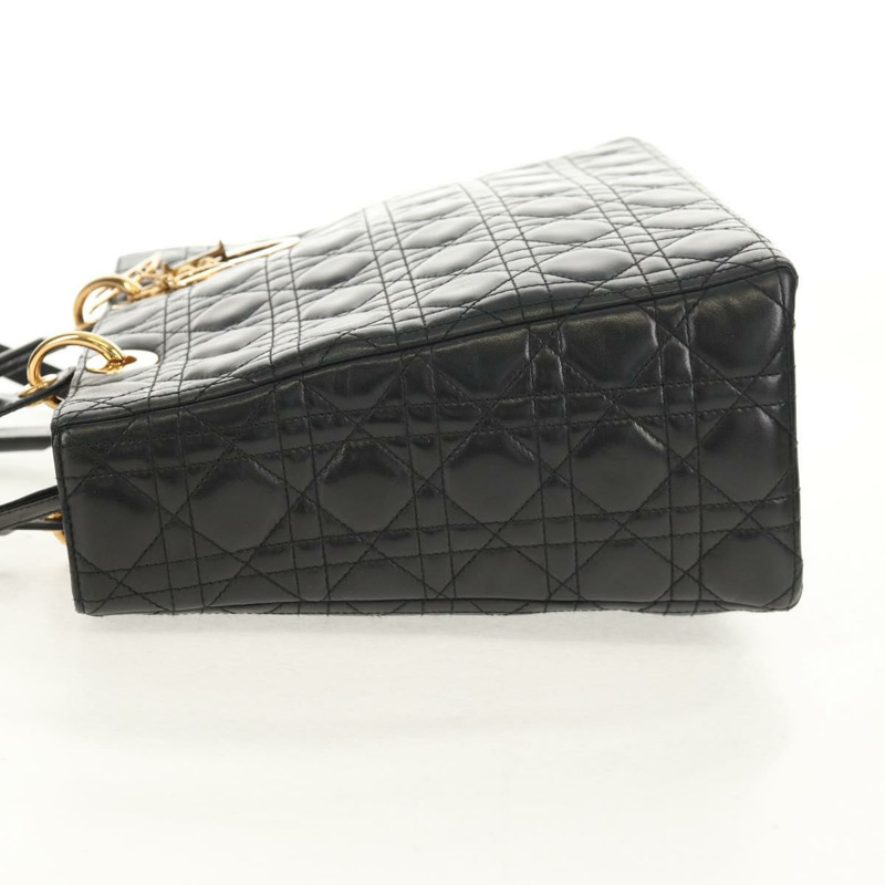 【日本直送】Christian Dior Canage Lady Dior 手提包，羊皮材質，黑色金色雙肩包，正品，貨號 148689V-2