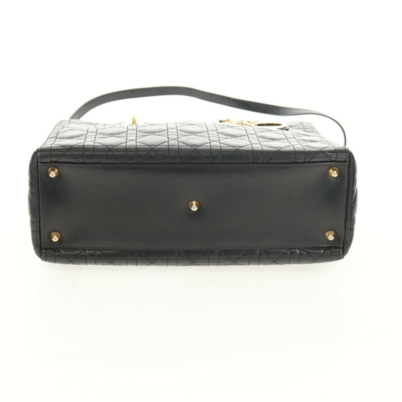 【日本直送】Christian Dior Canage Lady Dior 手提包，羊皮材質，黑色金色雙肩包，正品，貨號 148689V-4