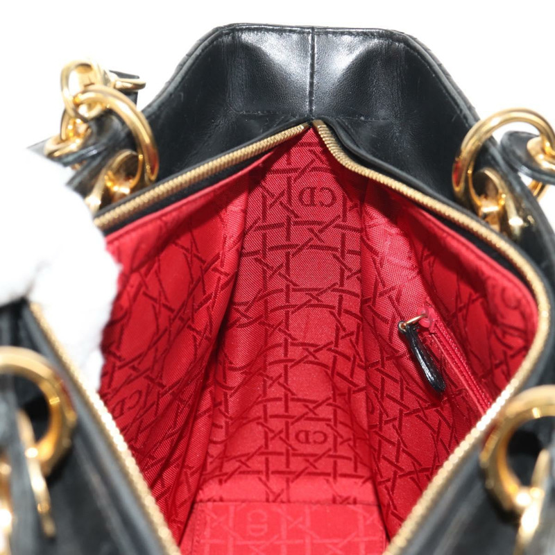 【日本直送】Christian Dior Canage Lady Dior 手提包，羊皮材質，黑色金色雙肩包，正品，貨號 148689V-23