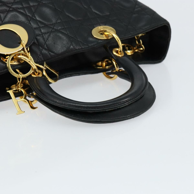 【日本直送】Christian Dior Canage Lady Dior 手提包，羊皮材質，黑色，金色，正品，貨號 yk19533-6