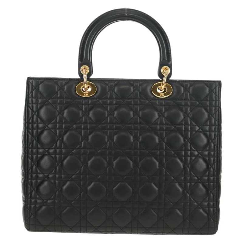 【日本直送】Christian Dior Canage Lady Dior 手提包，羊皮材質，黑色，金色，正品 yk19860V-1