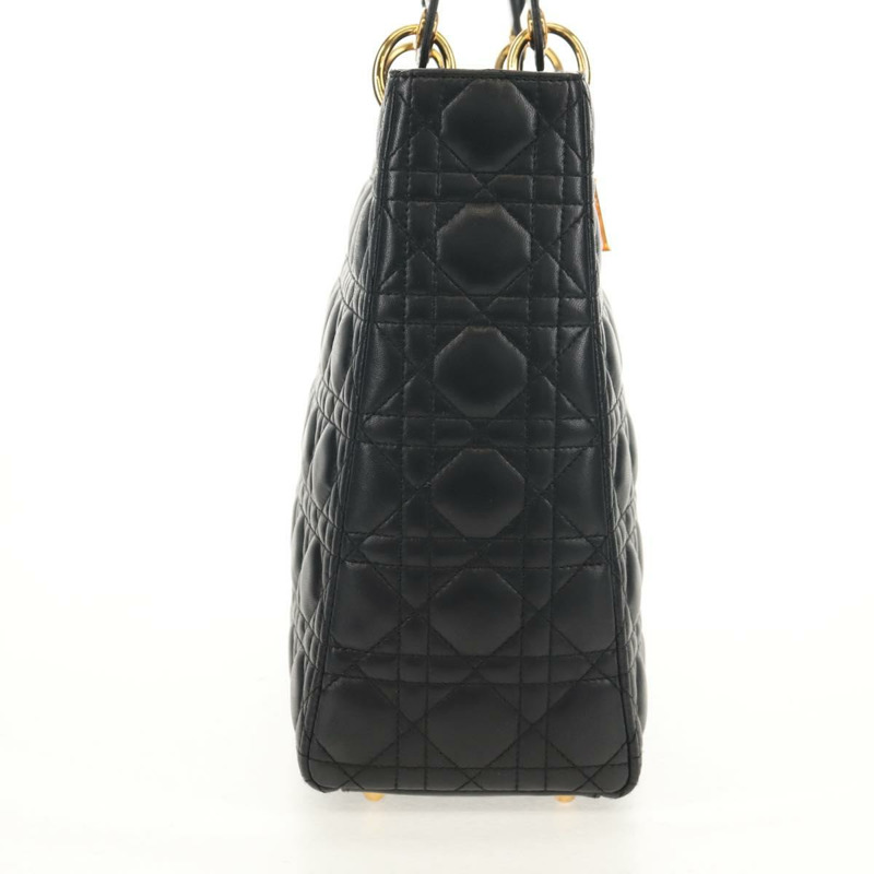 【日本直送】Christian Dior Canage Lady Dior 手提包，羊皮材質，黑色，金色，正品 yk19860V-3