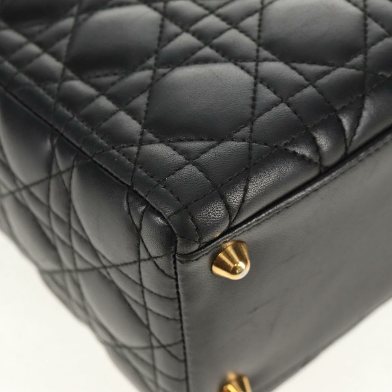 【日本直送】Christian Dior Canage Lady Dior 手提包，羊皮材質，黑色，金色，正品 yk19860V-7