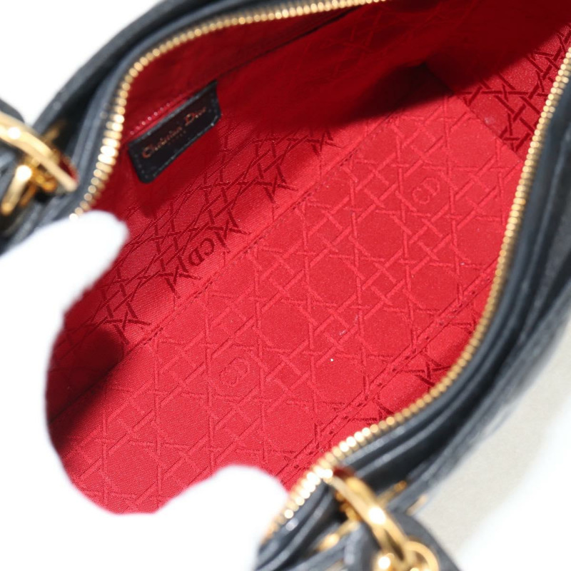 【日本直送】Christian Dior Canage Lady Dior 手提包，羊皮材質，黑色，金色，正品 yk19860V-9