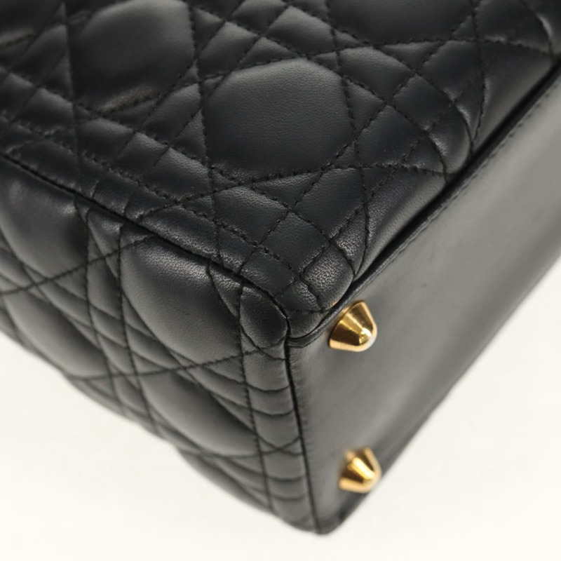【日本直送】Christian Dior Canage Lady Dior 手提包，羊皮材質，黑色，金色，正品 yk19860V-15