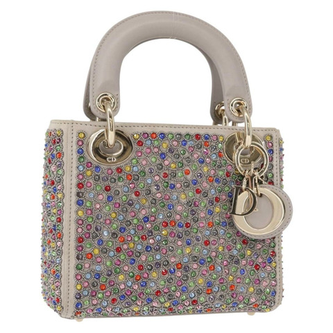 Christian Dior Lady Dior 串珠手袋 皮革 多色 金色 正品 142981SM