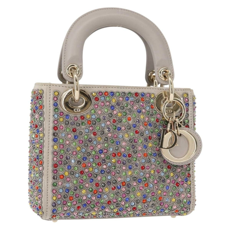 【日本直送】Christian Dior Lady Dior 串珠手袋 皮革 多色 金色 正品 142981SM-0