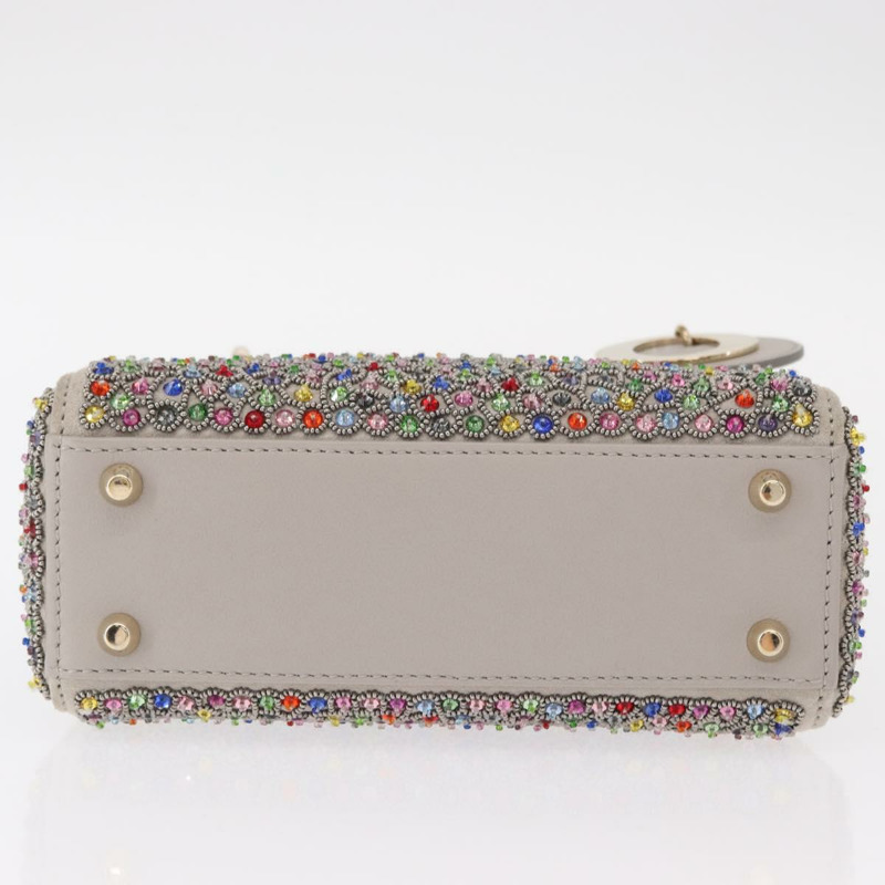 【日本直送】Christian Dior Lady Dior 串珠手袋 皮革 多色 金色 正品 142981SM-4