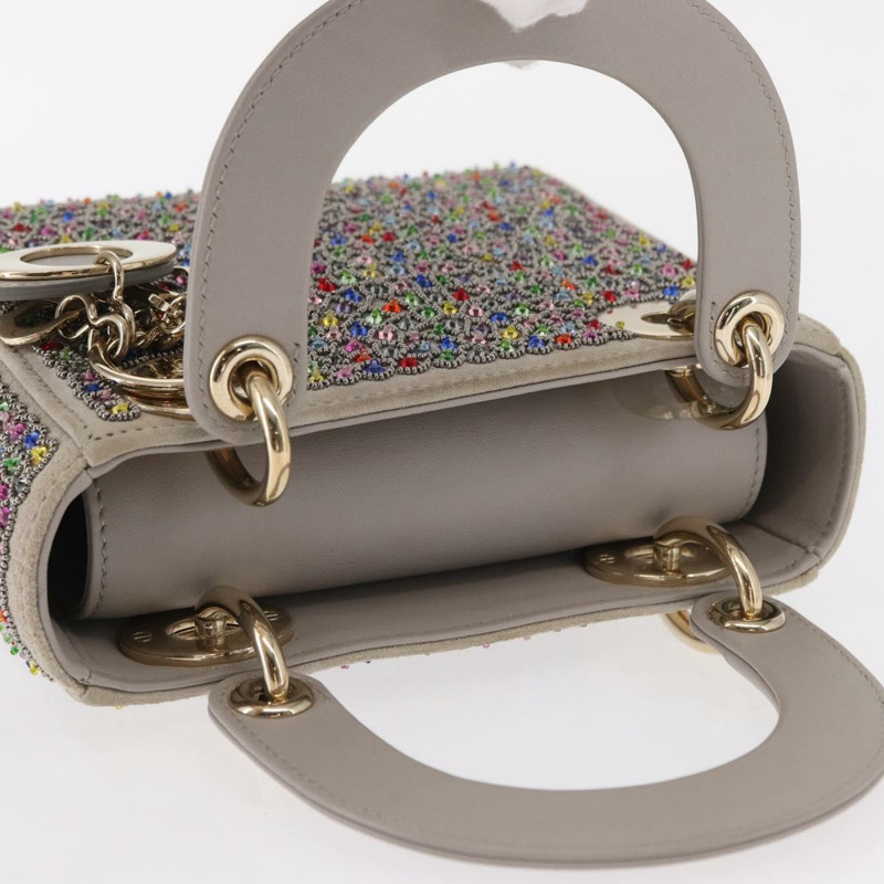 【日本直送】Christian Dior Lady Dior 串珠手袋 皮革 多色 金色 正品 142981SM-5