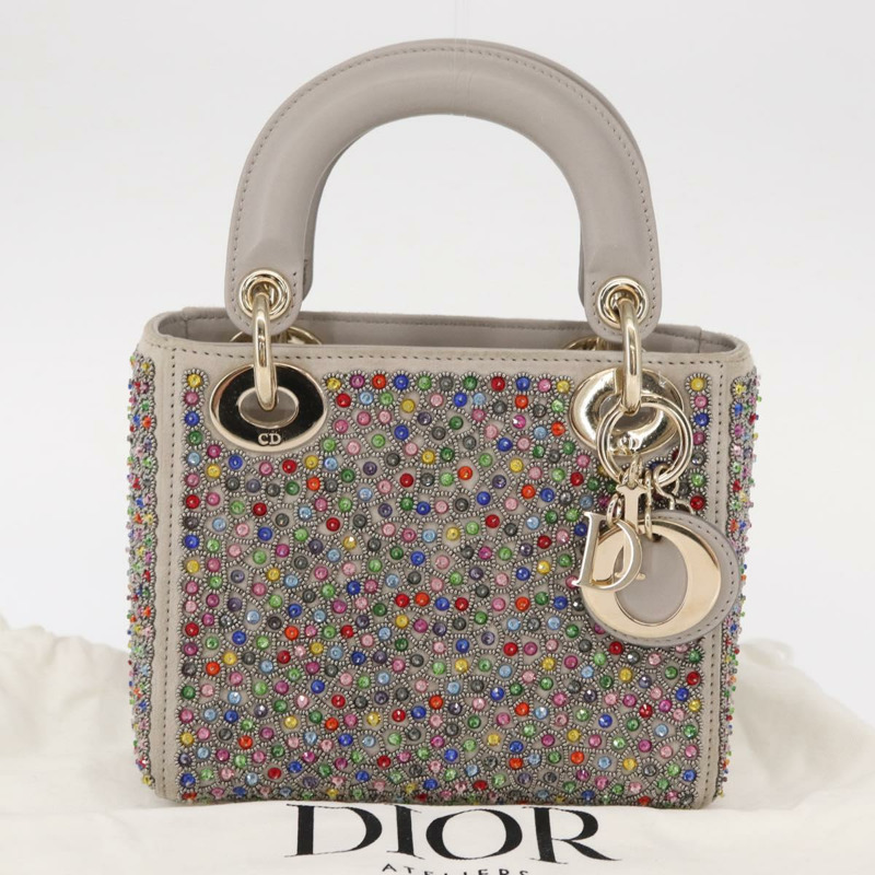 【日本直送】Christian Dior Lady Dior 串珠手袋 皮革 多色 金色 正品 142981SM-11
