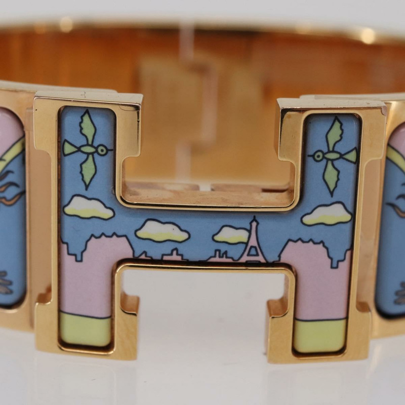 【日本直送】愛馬仕 Click H 手鐲，金屬金色，FI 02 33，正品編號 154113M-5