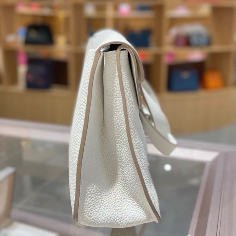 Hermes愛馬仕 halzan 31 8L冰川白 銀扣TC皮 D刻，配件塵袋肩帶-2