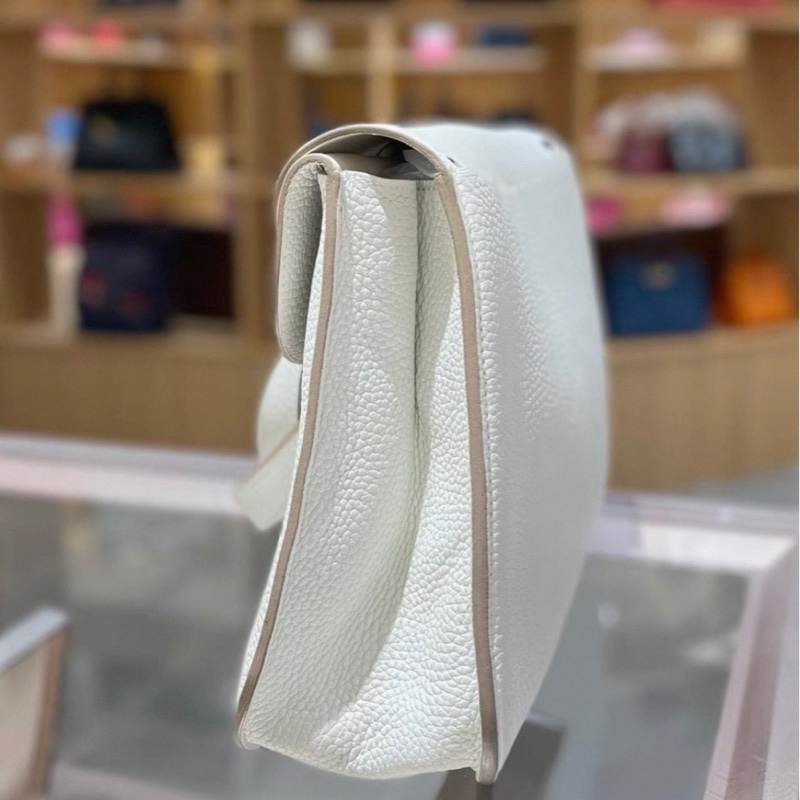 Hermes愛馬仕 halzan 31 8L冰川白 銀扣TC皮 D刻，配件塵袋肩帶-3