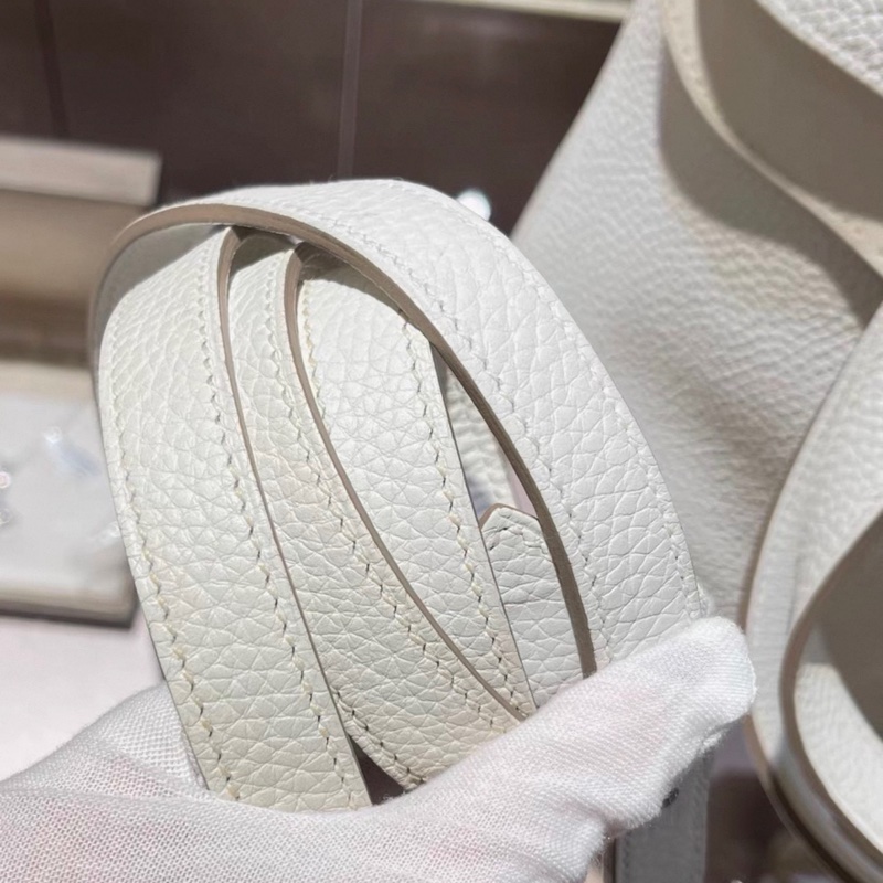 Hermes愛馬仕 halzan 31 8L冰川白 銀扣TC皮 D刻，配件塵袋肩帶-6