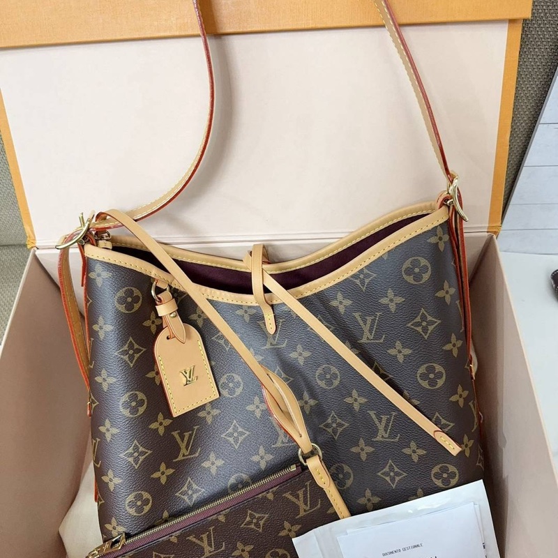 小巴黎二手名牌 真品 有購證 LV CarryAll PM size 晶片款 手提單肩斜肩包-0