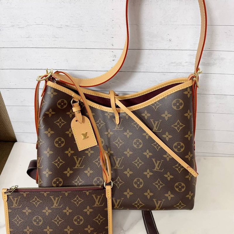 小巴黎二手名牌 真品 有購證 LV CarryAll PM size 晶片款 手提單肩斜肩包-1