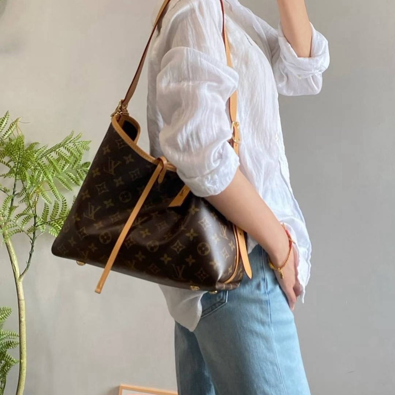 小巴黎二手名牌 真品 有購證 LV CarryAll PM size 晶片款 手提單肩斜肩包-15