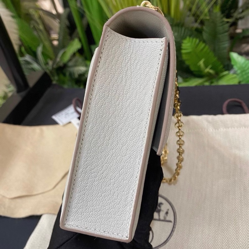 愛馬仕Mini Verrou 插銷包mini珍珠灰山羊皮 B刻-4