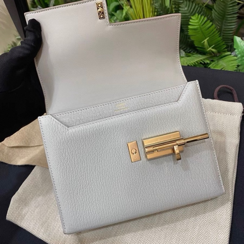 愛馬仕Mini Verrou 插銷包mini珍珠灰山羊皮 B刻-5