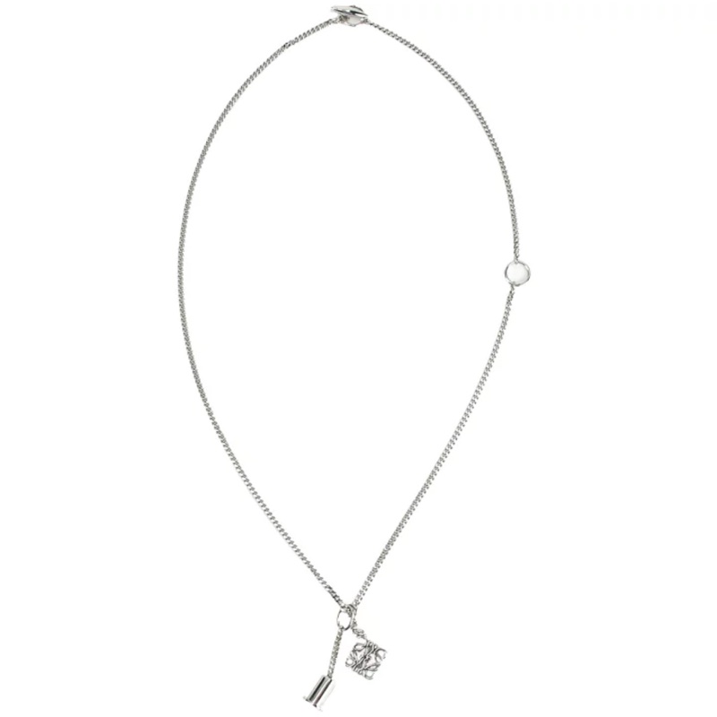 Loewe 經典銀Logo吊墜項鍊-4