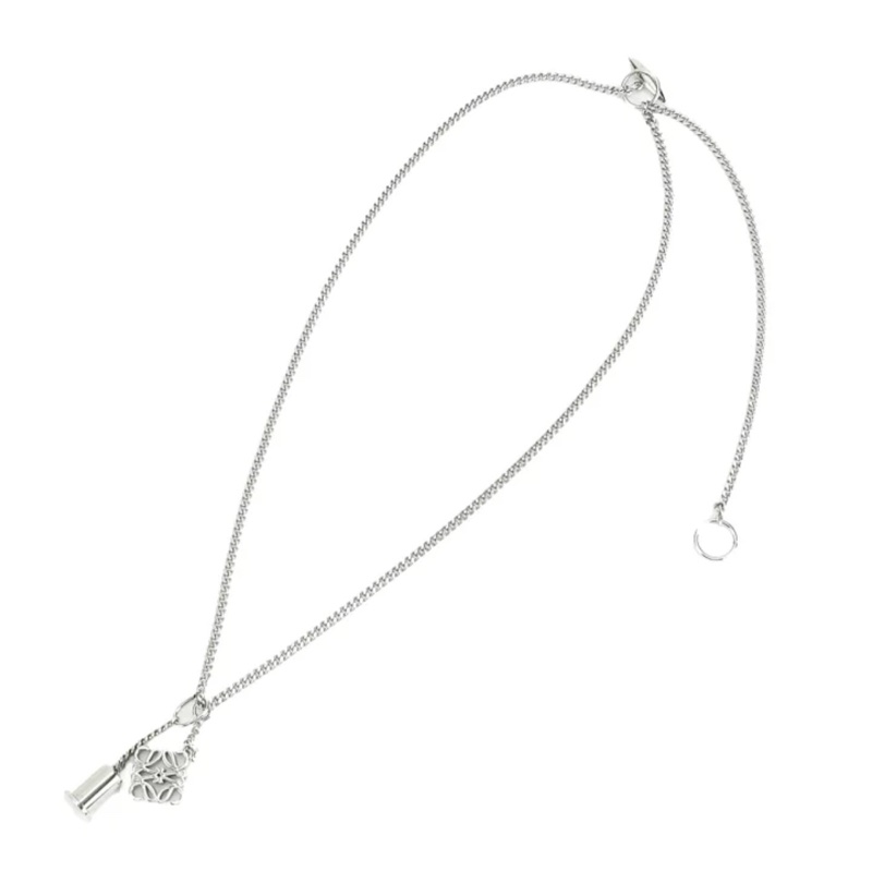 Loewe 經典銀Logo吊墜項鍊-5
