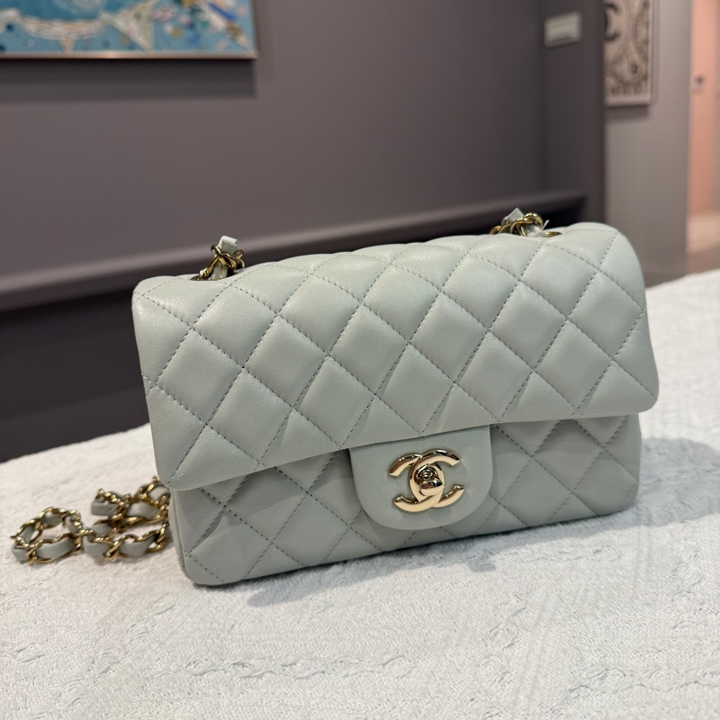 chanel 2023鼠尾草灰綠 經典coco20 全新-0