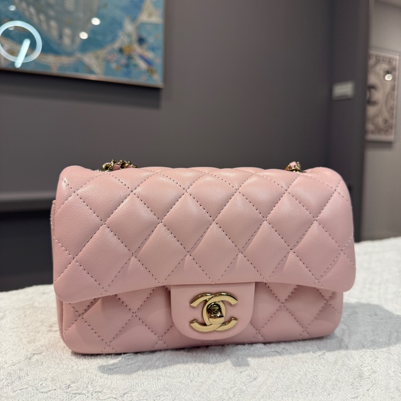 chanel 24K 新尺寸cf經典款小mini 粉色-0