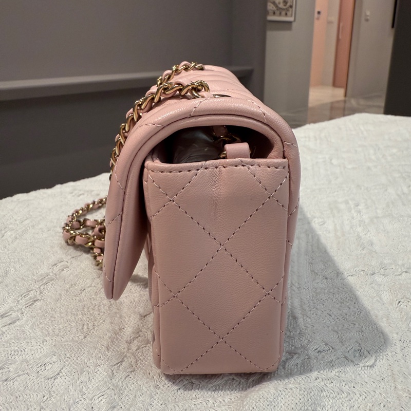 chanel 24K 新尺寸cf經典款小mini 粉色-3