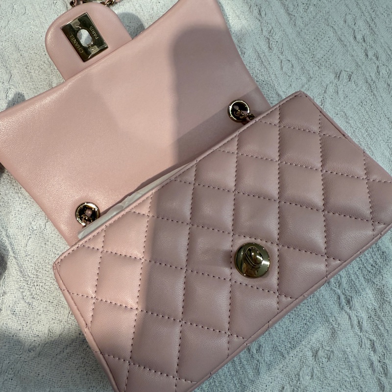 chanel 24K 新尺寸cf經典款小mini 粉色-6