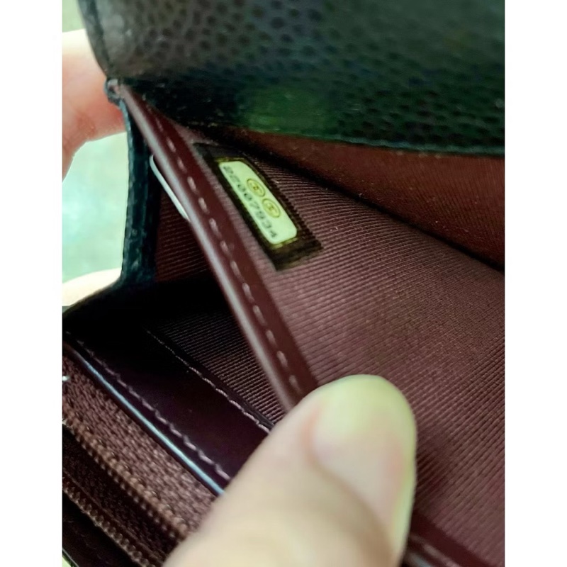 CHANEL經典雙C LOGO荔枝牛皮 金扣 金釦翻蓋長夾 發財包-6