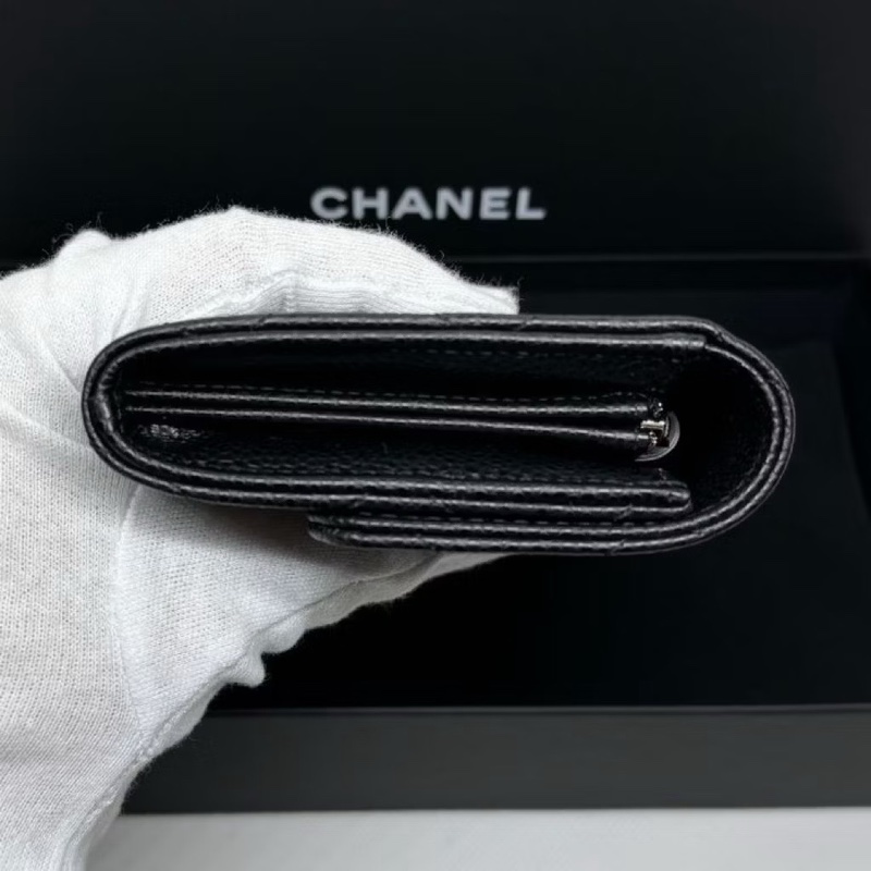 CHANEL經典雙C LOGO荔枝牛皮 金扣 金釦翻蓋長夾 發財包-11