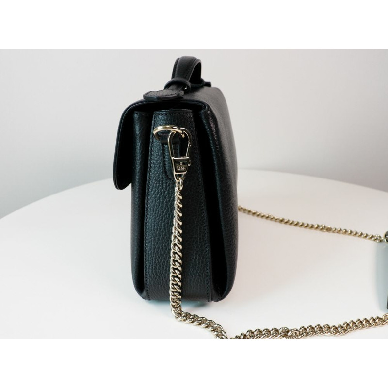 GUCCI 黑色互扣式頂部提把鏈條單肩包 510302 CAO0G 1000-3