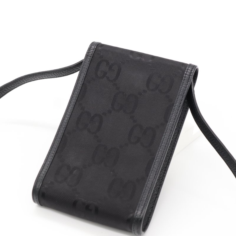 Gucci 古馳 Off The Grid 黑色 再生尼龍 皮革 迷你肩背包 斜背包 手機包-2