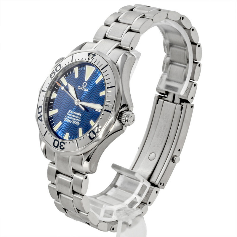 歐米茄海馬系列專業300公尺自動腕錶，藍色錶盤，2255.80-2