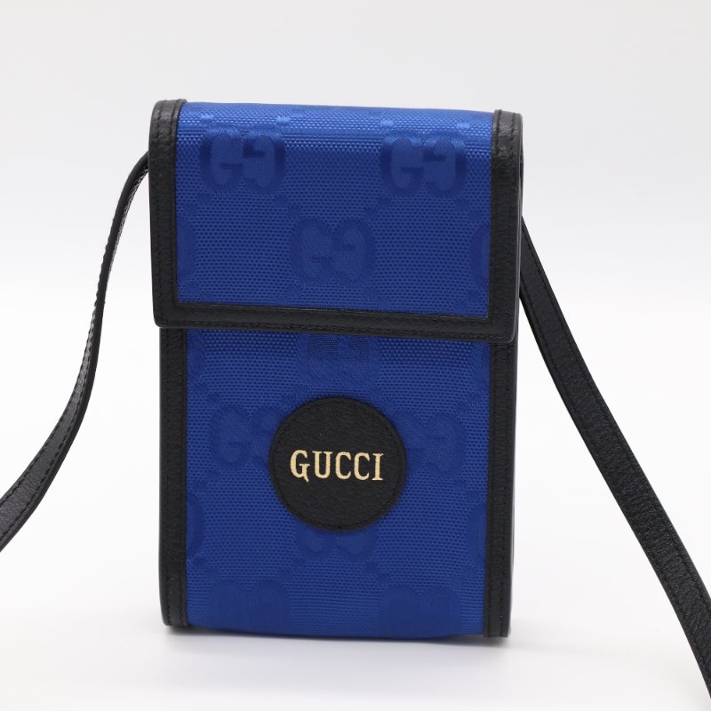Gucci 古馳 Off The Grid 超美藍 大老花 再生尼龍 皮革手機包 肩背 斜背包-1