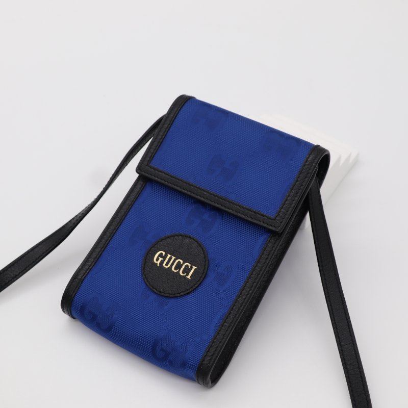 Gucci 古馳 Off The Grid 超美藍 大老花 再生尼龍 皮革手機包 肩背 斜背包-2