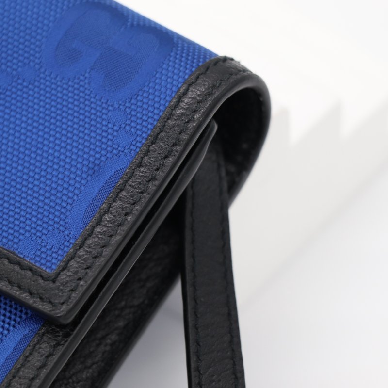 Gucci 古馳 Off The Grid 超美藍 大老花 再生尼龍 皮革手機包 肩背 斜背包-3