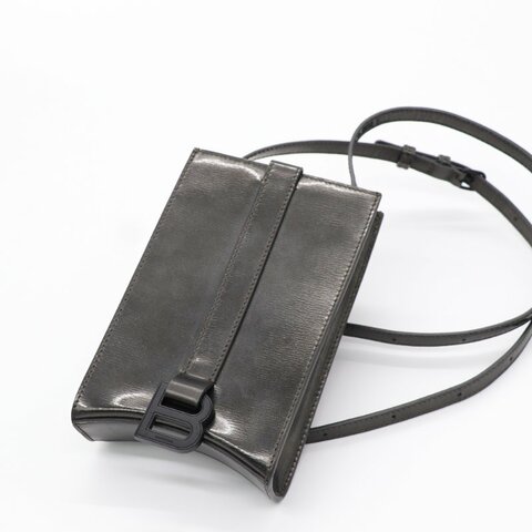 Balenciaga 巴黎世家 Hourglass 黑色 金屬色 牛皮 直立 手提包