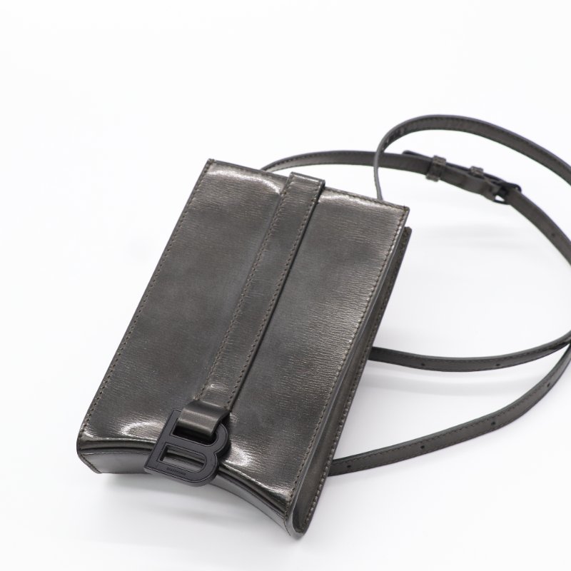 Balenciaga 巴黎世家 Hourglass 黑色 金屬色 牛皮 直立 手提包-0