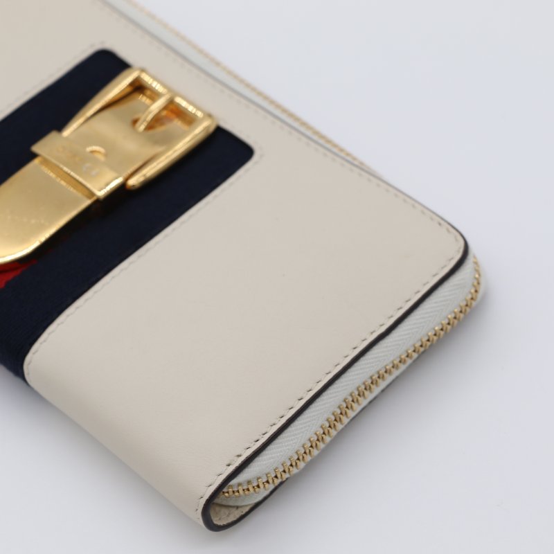 Gucci 古馳 Sylvie 白色 皮革 圓形拉鍊 長夾-2