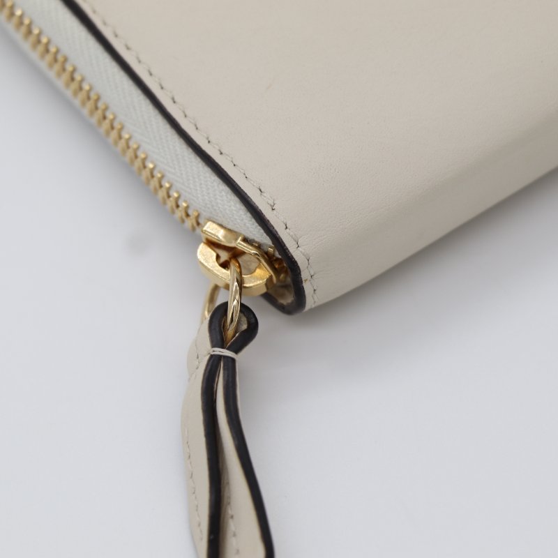 Gucci 古馳 Sylvie 白色 皮革 圓形拉鍊 長夾-3