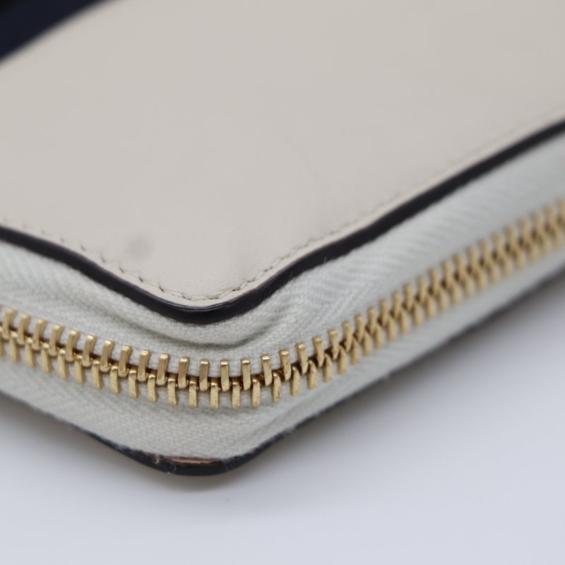 Gucci 古馳 Sylvie 白色 皮革 圓形拉鍊 長夾-5