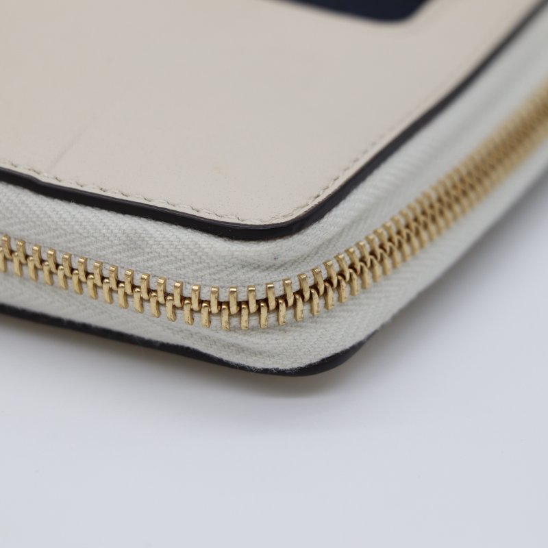 Gucci 古馳 Sylvie 白色 皮革 圓形拉鍊 長夾-6