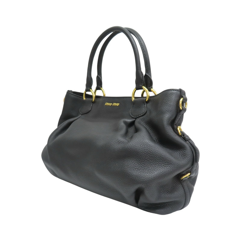 黑色 荔枝紋牛皮 手提包 RR1495【MIU MIU 繆繆】 RR1495-2