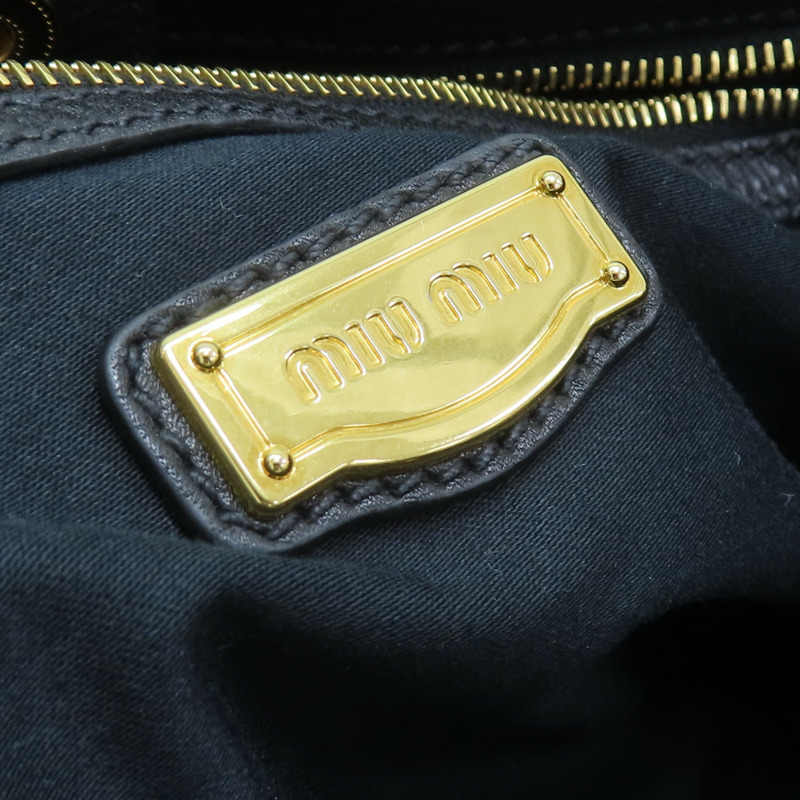 黑色 荔枝紋牛皮 手提包 RR1495【MIU MIU 繆繆】 RR1495-7