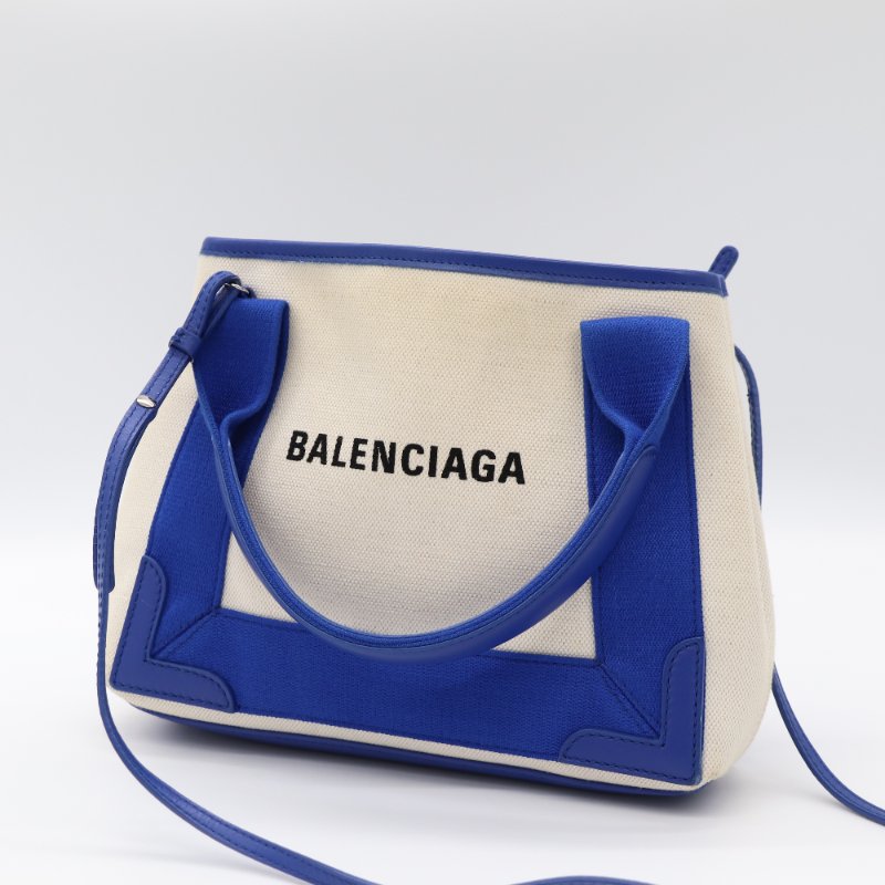 Balenciaga 巴黎世家 Navy Cabas 米白色帆布 電光藍 手提包 單肩包 托特包-1