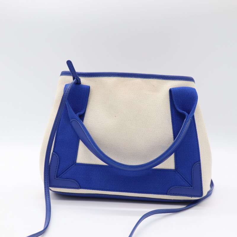 Balenciaga 巴黎世家 Navy Cabas 米白色帆布 電光藍 手提包 單肩包 托特包-2