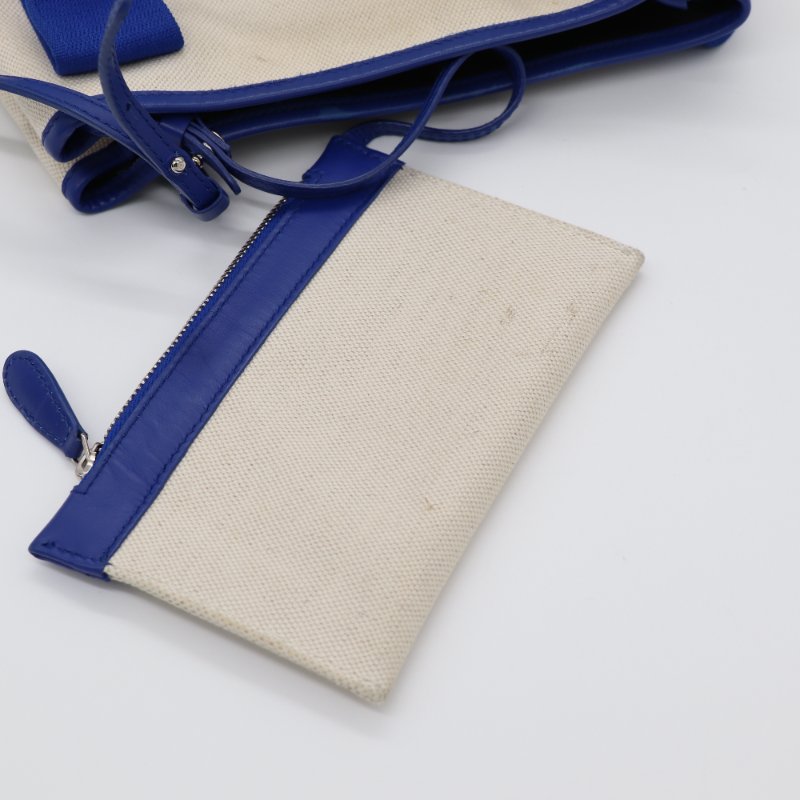 Balenciaga 巴黎世家 Navy Cabas 米白色帆布 電光藍 手提包 單肩包 托特包-4