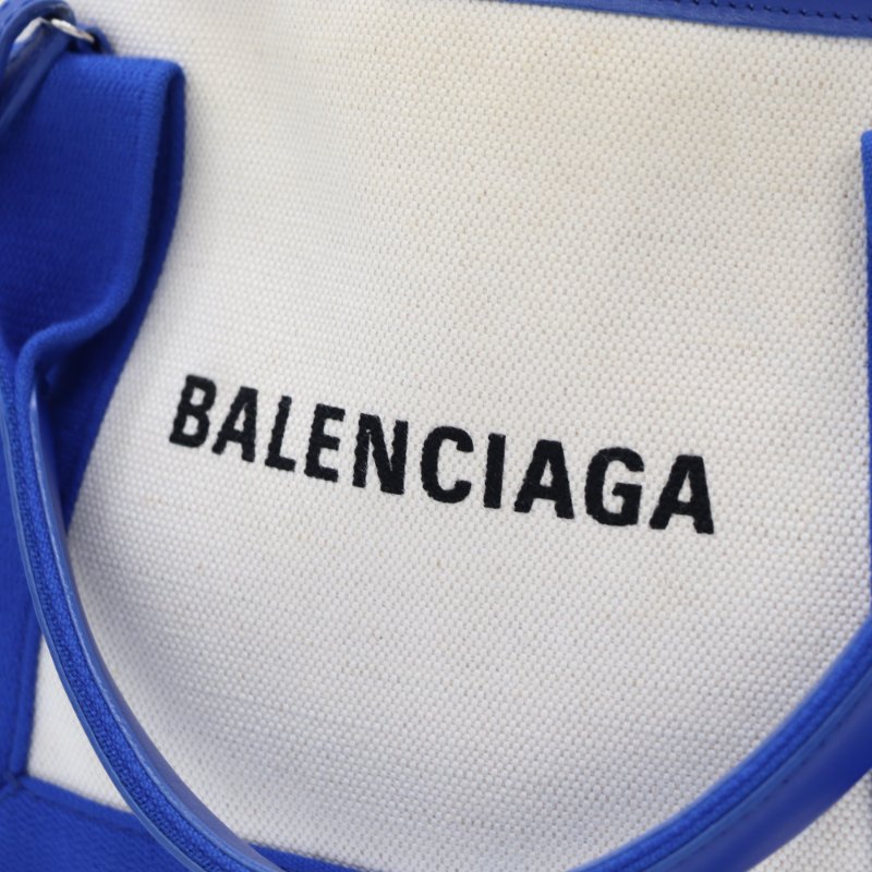 Balenciaga 巴黎世家 Navy Cabas 米白色帆布 電光藍 手提包 單肩包 托特包-5